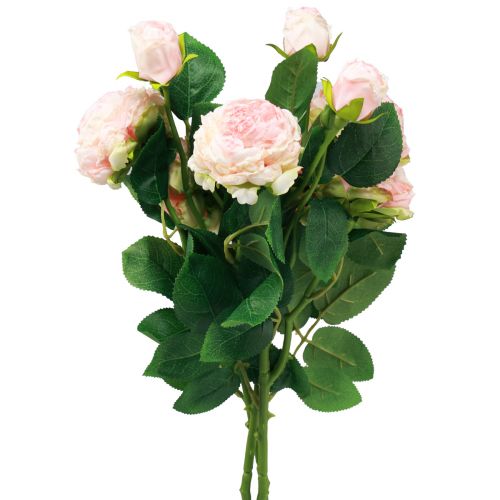 Floristik24 Rose artificiali Rose artificiali rosa Aspetto secco 53 cm 3 pezzi