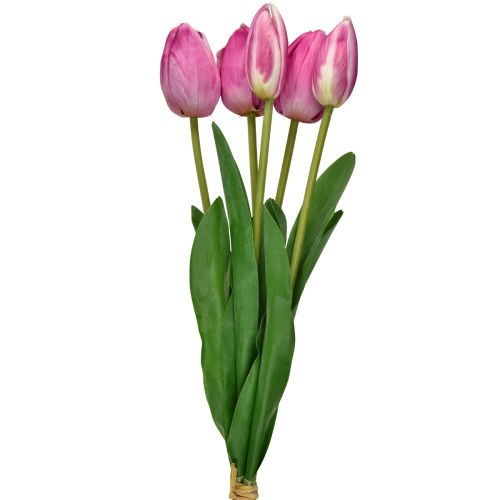 Floristik24 Decorazione tulipani rosa Real Touch Fiori artificiali Primavera 49 cm 5 pezzi