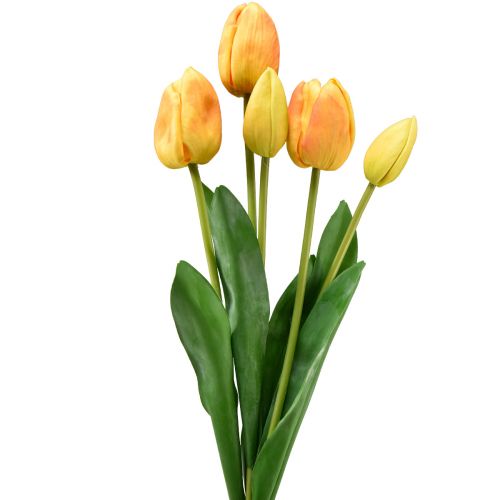 Prodotto Decorazione Tulipani Gialli Arancione Real Touch Fiori Artificiali 49 cm 5 pz