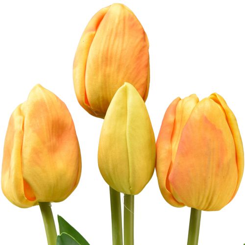 Prodotto Decorazione Tulipani Gialli Arancione Real Touch Fiori Artificiali 49 cm 5 pz