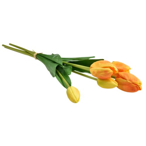 Prodotto Decorazione Tulipani Gialli Arancione Real Touch Fiori Artificiali 49 cm 5 pz