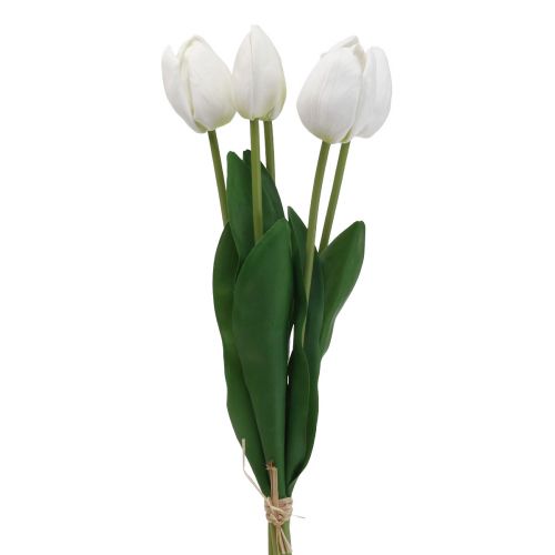 Floristik24 Decorazione tulipani bianchi Real Touch Fiori artificiali Primavera 49 cm 5 pezzi