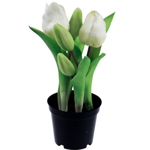 Prodotto Tulipani artificiali in vaso Tulipani bianchi fiori artificiali 22 cm
