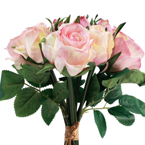 Floristik24 Rose artificiali Decorazione rose artificiali rosa crema 29 cm 12 pezzi