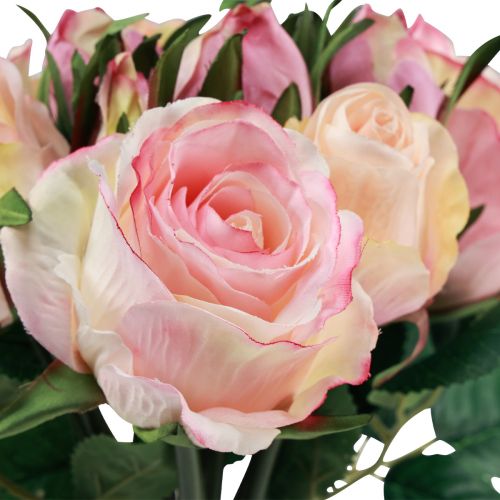 Floristik24 Rose artificiali decorazione rose artificiali rosa crema 29 cm 12 pz