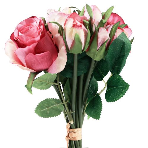 Prodotto Rose artificiali Bouquet decorativo di rose artificiali rosa 29 cm 12 pz