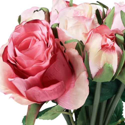 Prodotto Rose artificiali Bouquet decorativo di rose artificiali rosa 29 cm 12 pz
