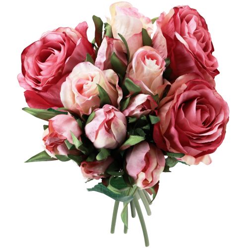 Prodotto Rose artificiali Bouquet decorativo di rose artificiali rosa 29 cm 12 pz