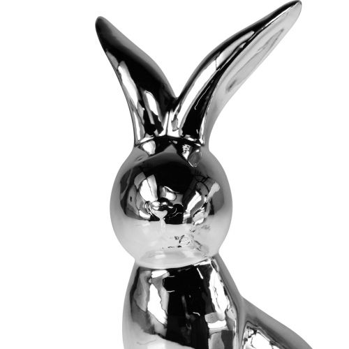 Prodotto Coniglietto di Pasqua decorativo in ceramica Coniglio decorativo seduto Argento 18cm 2 pezzi