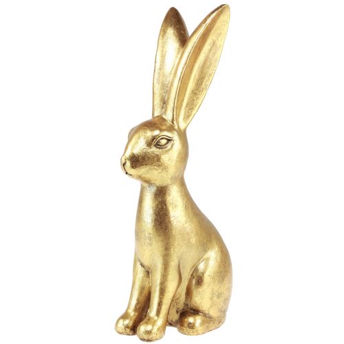 Floristik24 Coniglietto pasquale decorativo Decorazione pasquale dorata Coniglio seduto antico H36 cm