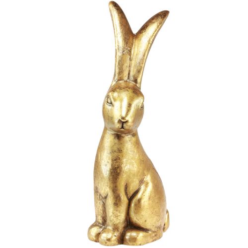Floristik24 Coniglietto pasquale decorativo Decorazione pasquale dorata Coniglio seduto antico H50 cm