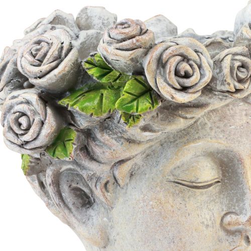 Prodotto Vaso da fiori viso busto da donna testa di pianta aspetto cemento H18 cm