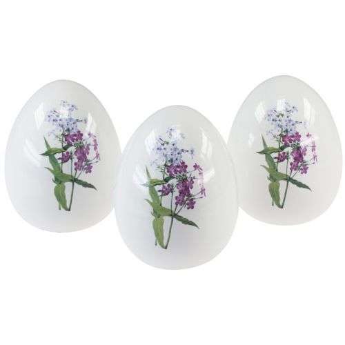 Floristik24 Decoro uova di Pasqua in ceramica con decoro floreale 12cm 3pz