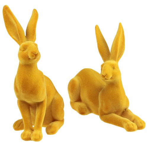 Decorazione coniglietto pasquale figura di coniglio al curry Coppia di coniglietti pasquali 16 cm 2 pezzi