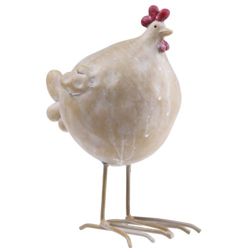 Floristik24 Pollo decorativo Decorazione pasquale figura di gallina beige rosso 11×8×15,5 cm