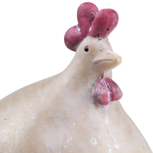 Floristik24 Pollo decorativo Decorazione pasquale figura di gallina beige rosso 11×8×15,5 cm