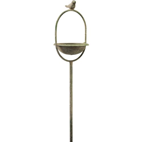 Uccellino decorativo beve verde antico con spiedo Ø11cm H55cm