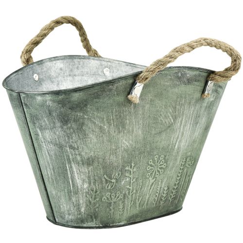 Vaso da fiori con manici in juta borsa in metallo 31×20×17cm