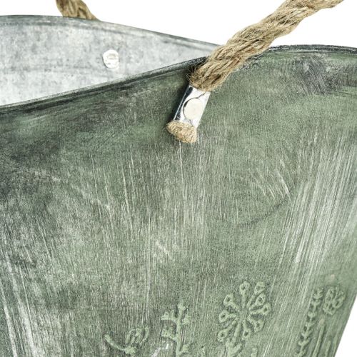 Prodotto Vaso da fiori con manici borsa in metallo iuta 24,5×17×15,5 cm