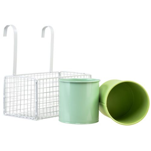 Prodotto Vaso da fiori sospeso in metallo verde decorazione balcone L22cm H23,5cm