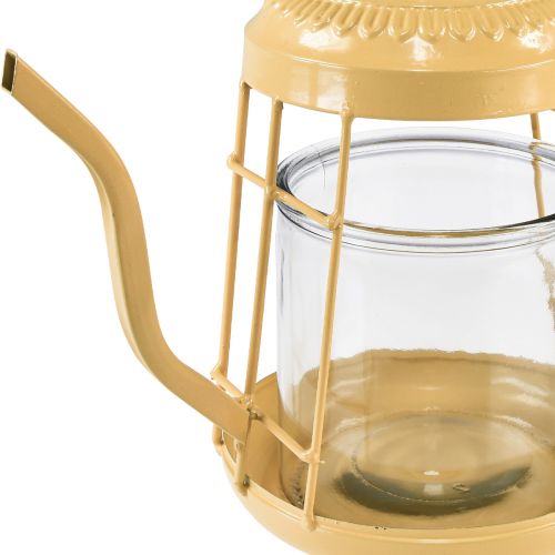 Prodotto Porta tealight lanterna in vetro teiera arancione Ø15cm H26cm