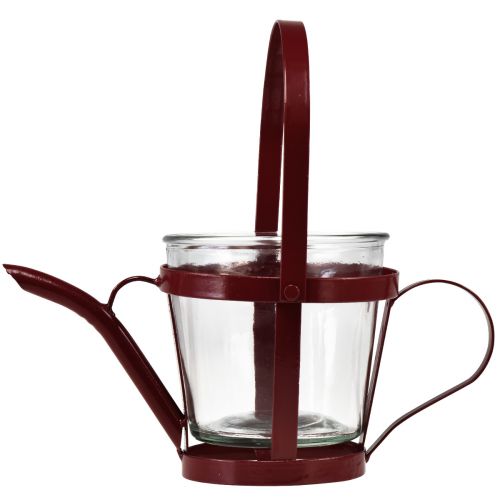 Prodotto Annaffiatoio decorativo in vetro lanterna metallo rosso Ø14cm H13cm