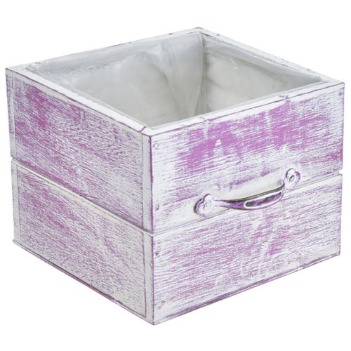 Prodotto Cassetto per piante con maniglia in legno bianco rosa 12/15 cm set da 2