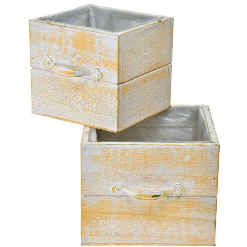 Floristik24 Cassetto per piante con manico in legno bianco arancio 12/15 cm set da 2