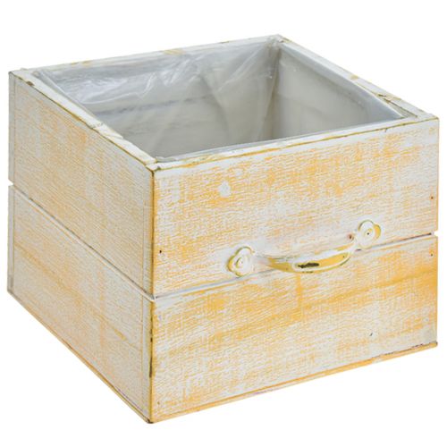Prodotto Cassetto per piante con manico in legno bianco arancio 12/15 cm set da 2