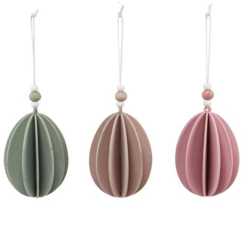 Uova di Pasqua da appendere uova di legno verde rosa beige 6,5×9 cm 6 pz
