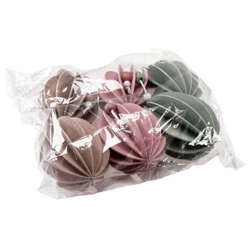 Prodotto Uova di Pasqua da appendere uova di legno verde rosa beige 6,5×9 cm 6 pz