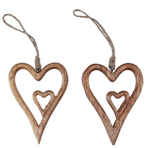 Floristik24 Cuore in legno cuori in legno naturale da appendere 8×11 cm 4 pz
