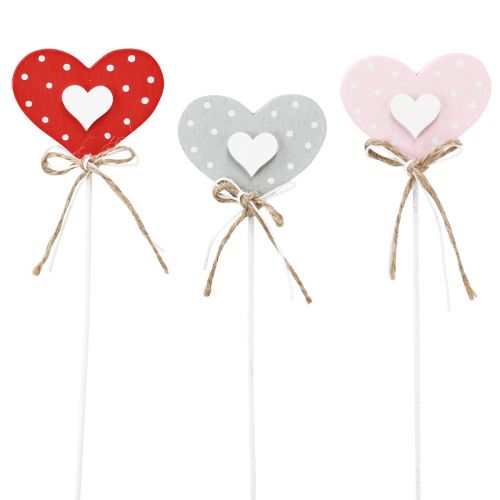 Floristik24 Cuori cuori in legno punteggiati tasselli per fiori 6×5 cm 18 pz