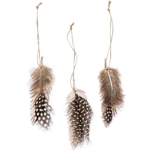 Floristik24 Ciondolo decorativo in piuma di legno piuma naturale 9,5/10 cm 9 pz