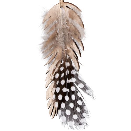 Prodotto Ciondolo decorativo in piuma di legno piuma naturale 9,5/10 cm 9 pz