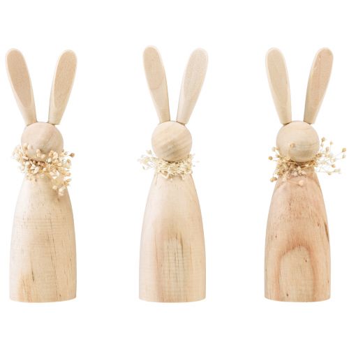 Floristik24 Decorazione coniglietti in legno Coniglietti pasquali in legno naturale 5×4×15,5 cm 3pz