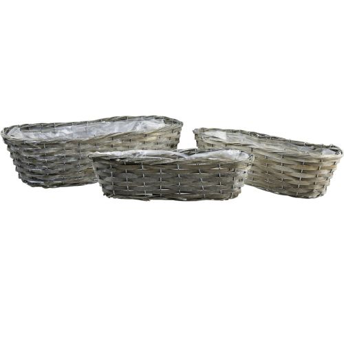 Floristik24 Cesto per piante cesto intrecciato ovale grigio 50/43/37 cm set da 3 pezzi
