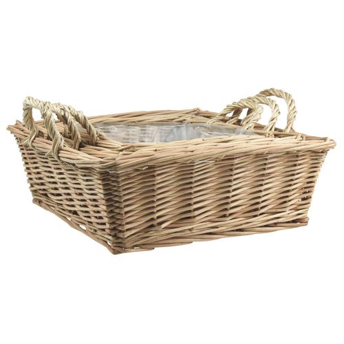 Prodotto Cesto per piante rettangolare in vimini naturale 39/33/27 cm set da 3