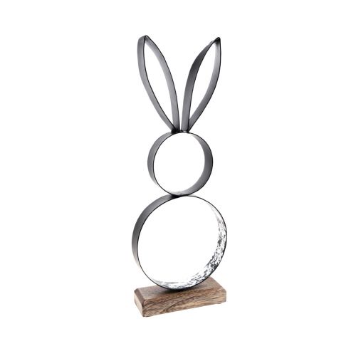 Floristik24 Coniglietto pasquale conigli nero argento metallo legno 13,5×37 cm