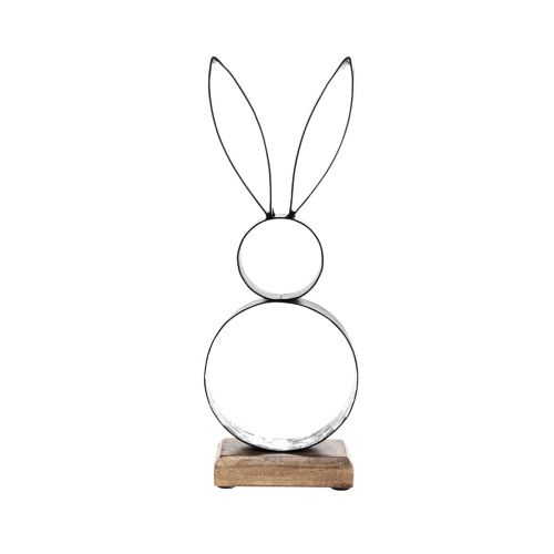 Prodotto Coniglietto pasquale conigli nero argento metallo legno 13,5×37 cm