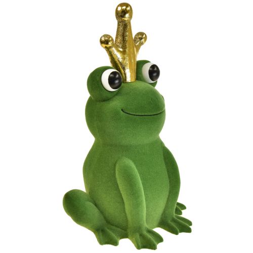 Prodotto Rana decorativa, principe ranocchio, decorazione primaverile, rana con corona d'oro verde 40,5 cm