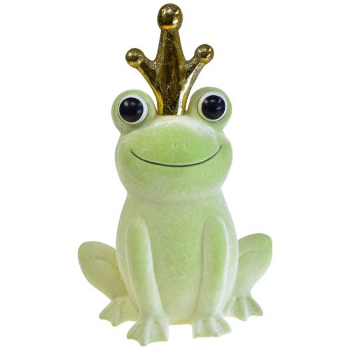 Rana decorativa, principe ranocchio, decorazione primaverile, rana con corona dorata verde chiaro 40,5 cm