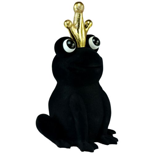 Prodotto Rana decorativa, principe ranocchio, decorazione primaverile, rana con corona d&#39;oro nera 40,5 cm