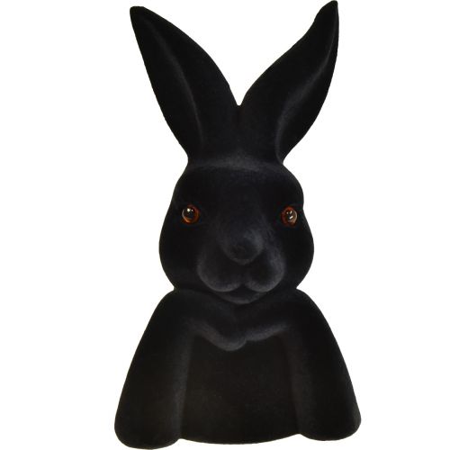Floristik24 Coniglio pensante Busto Nero Floccato – 2a Qualità – Pasqua 16,5×13×27cm