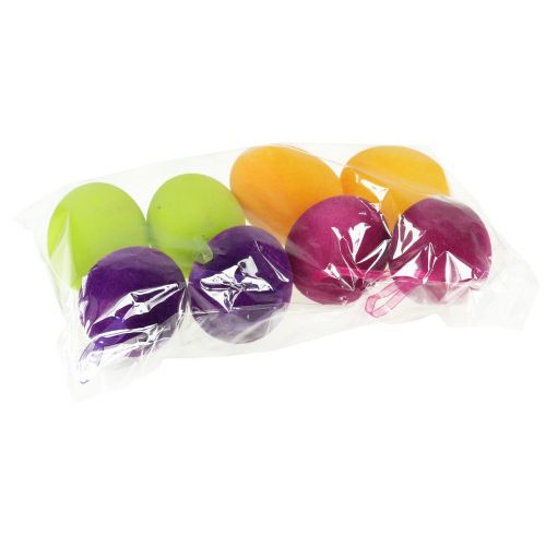 Prodotto Uova di Pasqua decorative da appendere floccate colorate H8cm 8 pz