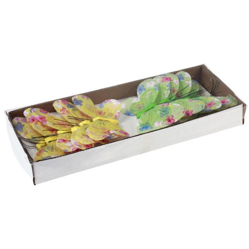 Prodotto Farfalle decorative su filo fiori giallo verde 6×9 cm 12pz