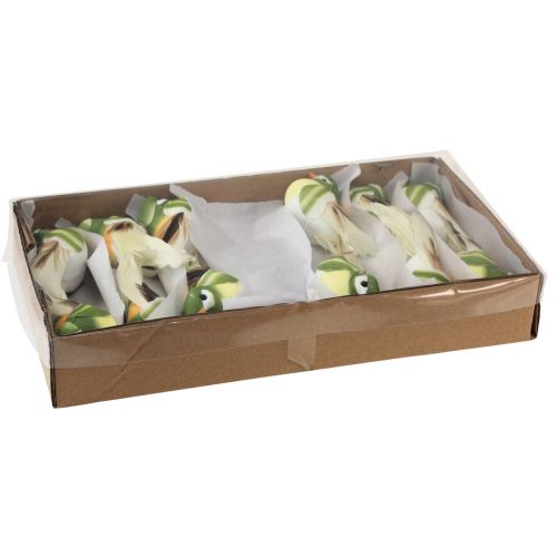Floristik24 Piuma di uccello su filo uccello decorativo con piume verde arancione 4 cm 12 pz