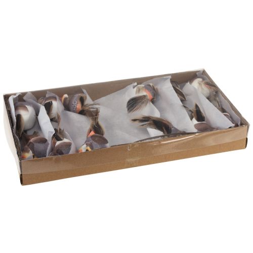 Floristik24 Piuma di uccello su filo di uccello decorativo con piume grigie 4 cm 12 pz