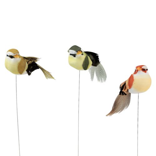 Prodotto Uccello di piume su filo uccello decorativo con piume verdi 4 cm 12 pezzi
