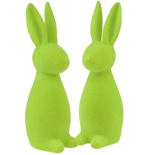 Coniglietti floccati verde mela – 2a scelta – Decorazione da tavola pasquale 8×10×29cm 2 pezzi